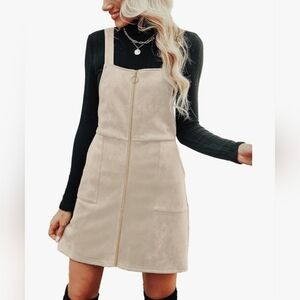Cupshe Beige Mini Dress with Front Zipper